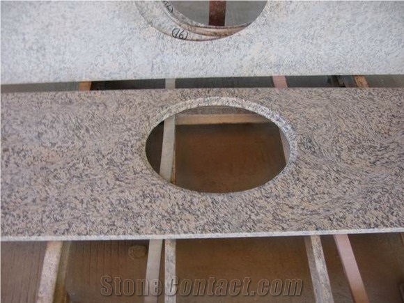 Tiger Skin Red Granite Single Basin Bathroom Vanity Tops / Bathroom Countertops