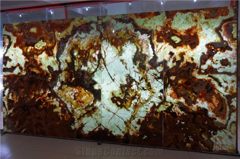 Green Onyx Glass Backlit Panel Slabs & Tiles, Iran Green Onyx Tiles