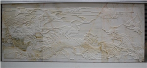 Relievo White Onyx Glass Backlit Tile, Turkey White Onyx Relievos
