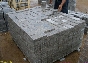 G361 Grey Pink Granite Cobble Stone, G361 Cube Stone