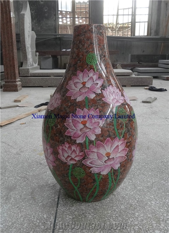 Maple Red Granite Big Vase,Home Decorative Flower Pots