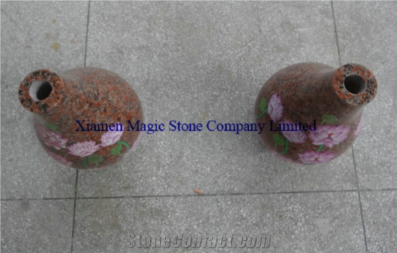 Maple Red Granite Big Vase,Home Decorative Flower Pots