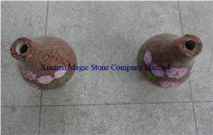 Maple Red Granite Big Vase,Home Decorative Flower Pots