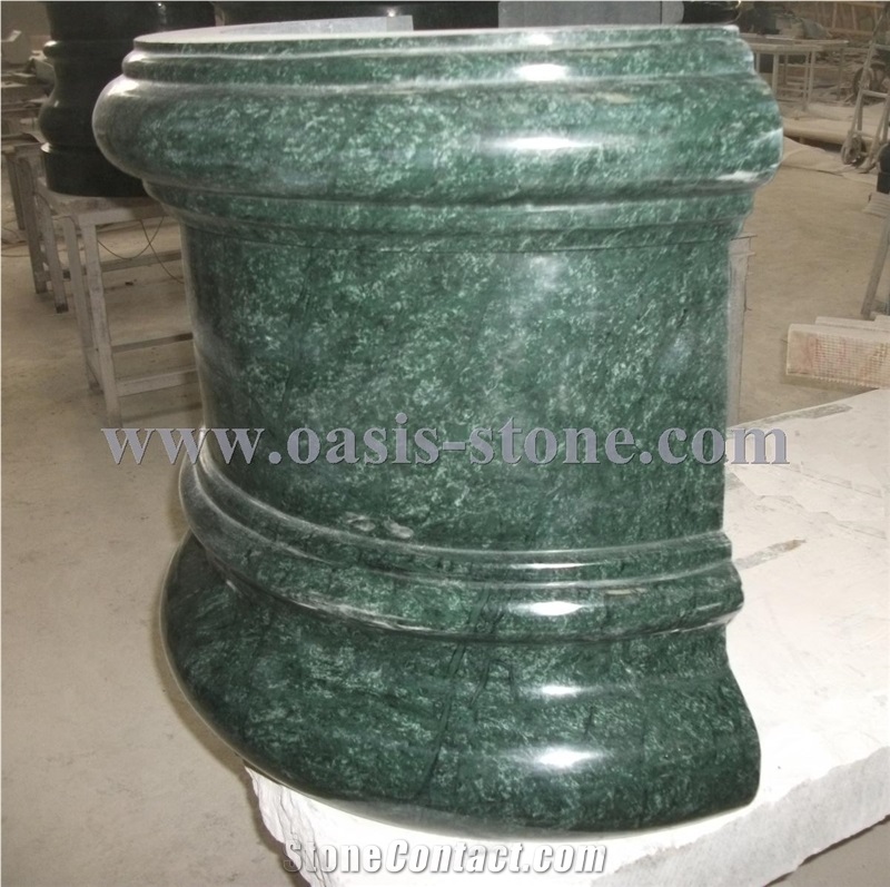 India Green Marble Columns Bases