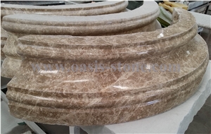 Maron Light Marble Column, Brown Marble Column Base Design