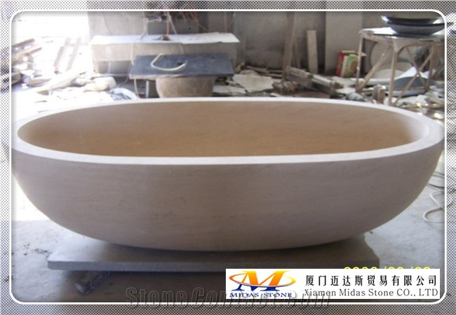 China Travertine Stone Bathtub