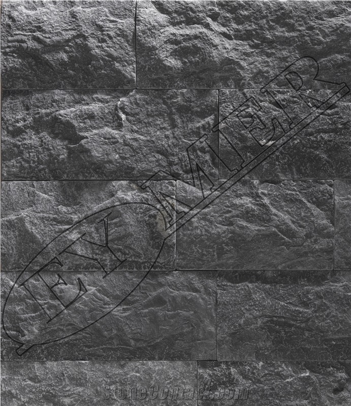 Black Marble Antique Tumbled Mushroomed Cladding