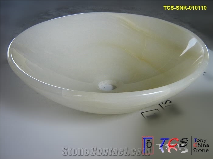 White Jade Round Sink, Afghanistan White Onyx Sinks & Basins