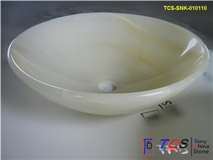 White Jade Round Sink, Afghanistan White Onyx Sinks & Basins White Jade Round Sink, Afghanistan White Onyx Sinks & Basins