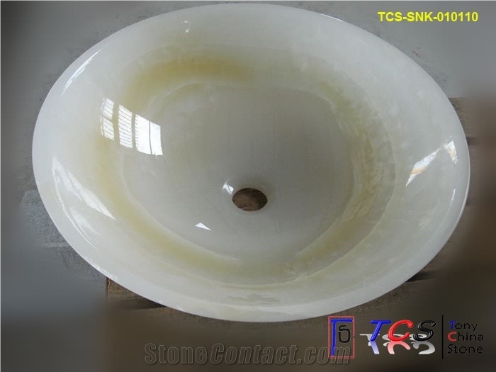 White Jade Round Sink, Afghanistan White Onyx Sinks & Basins