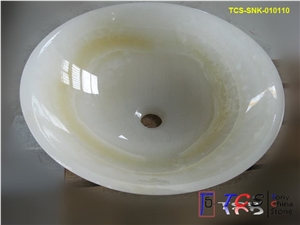 White Jade Round Sink, Afghanistan White Onyx Sinks & Basins