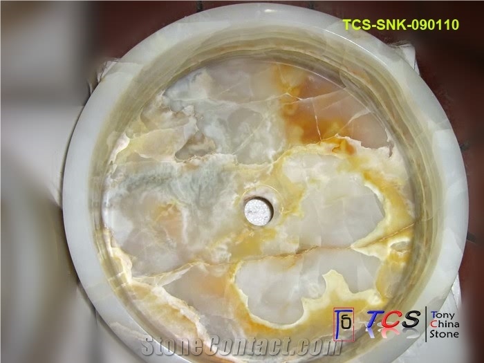 White Onyx Round (Column) Sink, Afghanistan White Onyx Sinks & Basins
