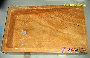 Wooden Onyx Marble Rectangular Slope Sink, Brown Onyx Sinks & Basins