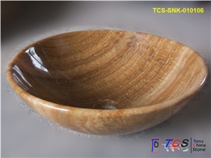 Wooden Onyx Round Sink, Brown Onyx Sinks & Basins