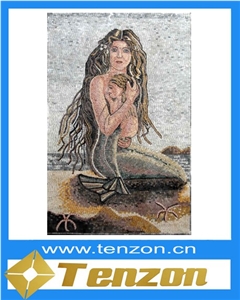 Beautiful Mermaid Story Portraiture Mosaic Art Beautiful Mermaid Story Portraiture Mosaic Art