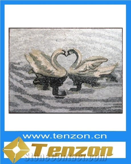 Water And Bird Marble Mosaic Art
