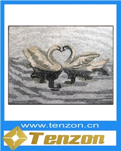 Water And Bird Marble Mosaic Art
