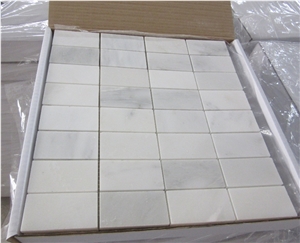 1.5"X3"X3/8" Oriental White Marble Brick Mosaic