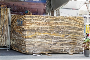 Travertin-Onyx(Traonyx) Blocks, Brown Onyx Iran Blocks