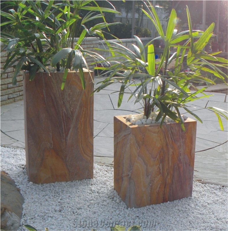 Rainbow Sandstone Planter Pot
