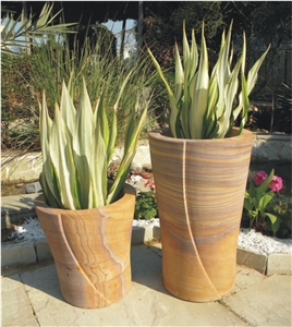 Rainbow Sandstone Planter Pot