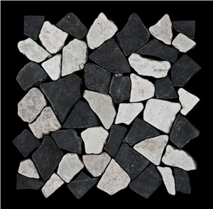 Chipped Marble Mosaic Tiles Grey + White Chipped Marble Mosaic Tiles Grey + White
