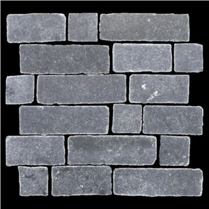 Tumbled Black Limestone Hebi Brick Mosaic