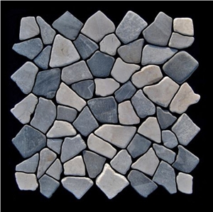 Tumbled Marble Mosaic Light Grey + White