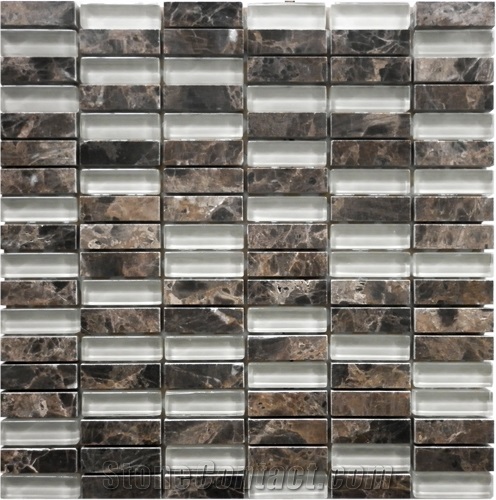 Bass Strait Mixed Mosaic Emperador Marble & Glass