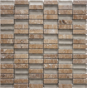 Bass Strait Mixed Mosaic Noce Travertine&Glass