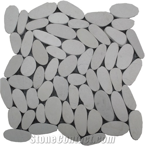 Cream Marble Sliced Pebble Mosaic