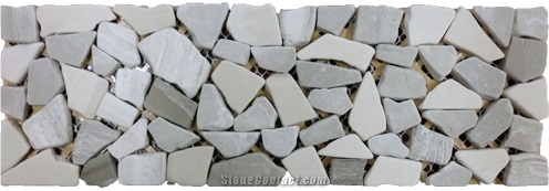 Grey Marble Haven Blend Opus Tumbled Mosaic Border