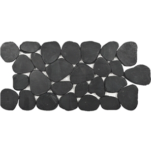 Tumbled Black Sliced Pebble Mosaic Border