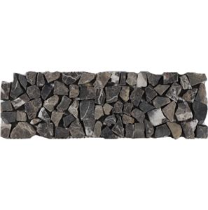 Tumbled Dark Emperador Marble Mosaic Border