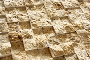 Lint1-3d Beige Split Face Travertine Mosaic