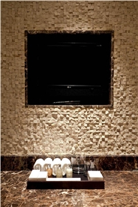 Lint1-3d Beige Split Face Travertine Mosaic