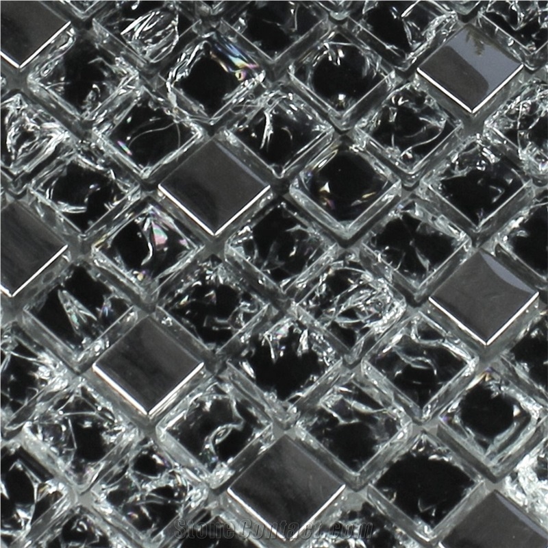 Black Silver Mix Glass Mosaic