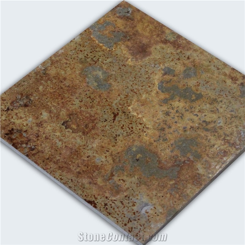 Multicolor Slate Floor Tiles Stained