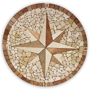 Rosone Tumbled Marble Stone Inlay Medallion