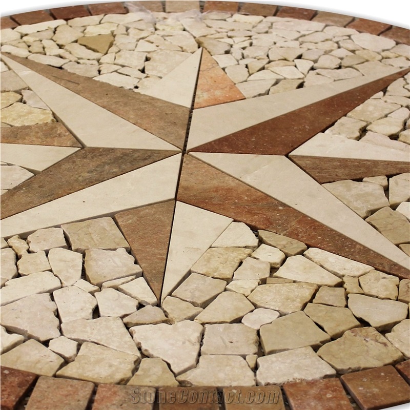 Rosone Tumbled Marble Stone Inlay Medallion