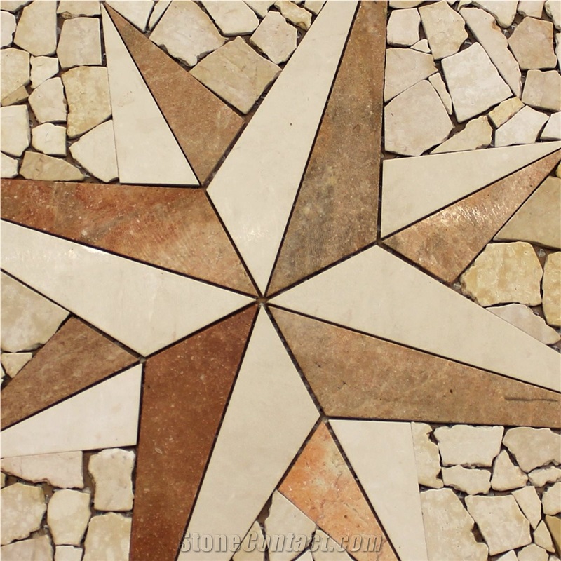 Rosone Tumbled Marble Stone Inlay Medallion