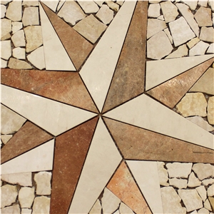 Rosone Tumbled Marble Stone Inlay Medallion