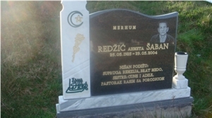 Engraved Absolute Black Granite and Sivec White Marble Headstones