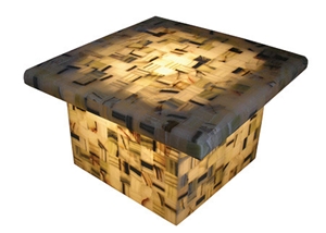 Light Green and Yellow Onyx Mosaic Table
