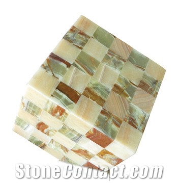 Mosaic Desk Lamp Dark Green Onyx+Honey Amber Onyx