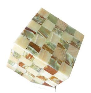 Mosaic Desk Lamp Dark Green Onyx+Honey Amber Onyx