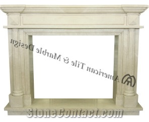 Botticino Beige Marble Fireplace Mantel