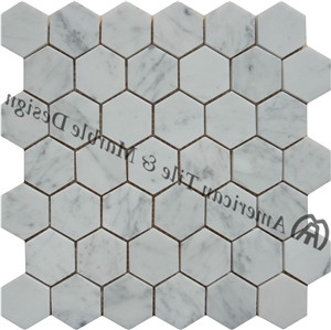 Honed Bianco Carrara Marble Hexagon Mosaic