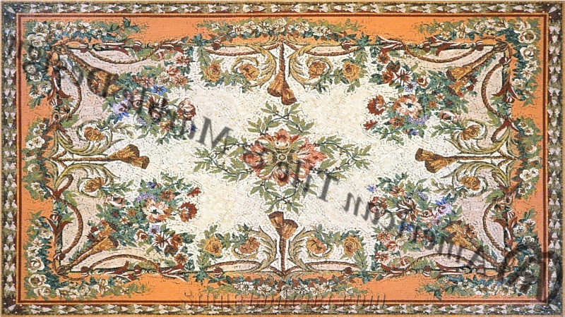 Polished Marble Square Mosaic Medallion
