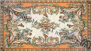 Polished Marble Square Mosaic Medallion